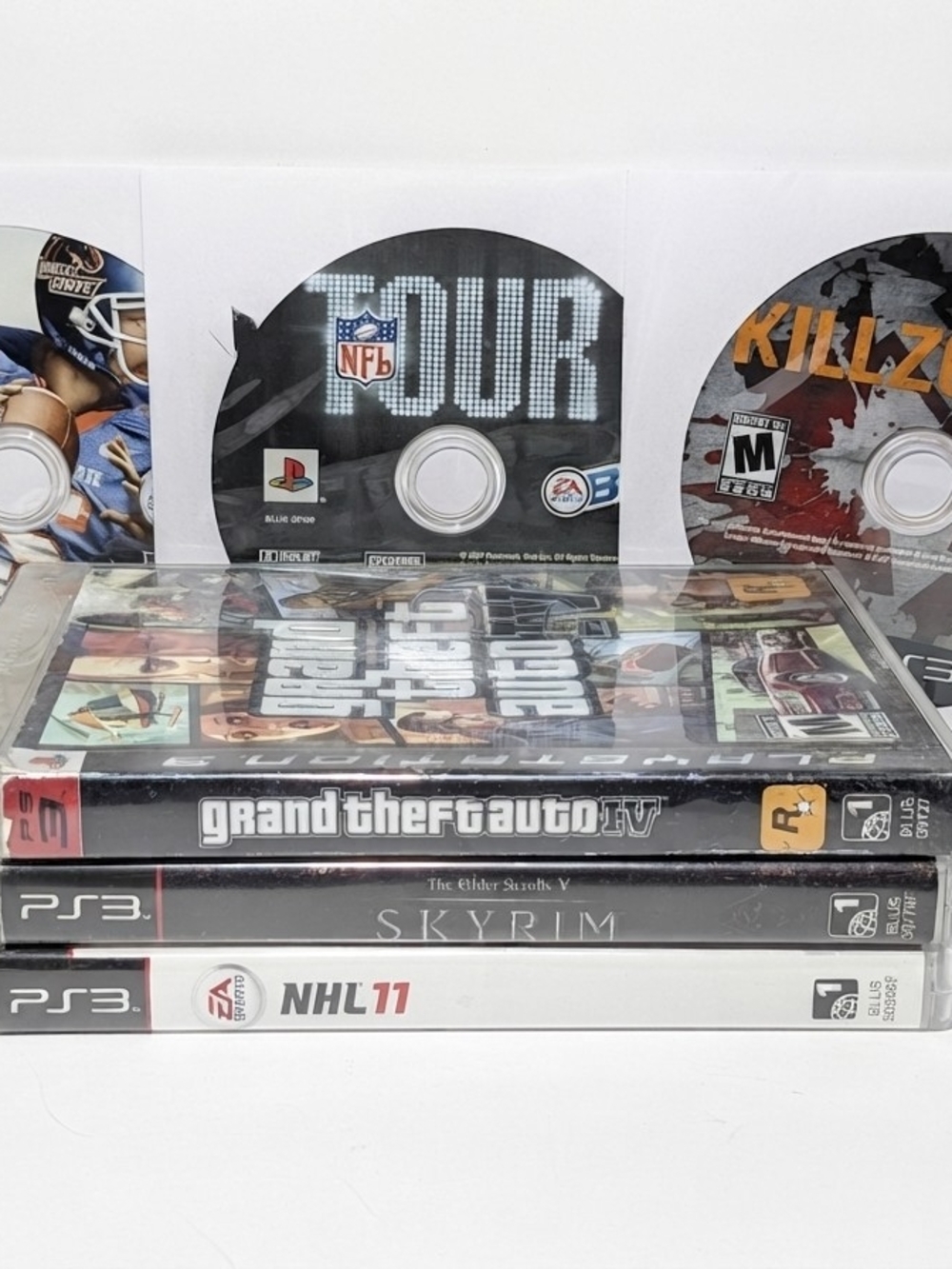 PS3 Lot of 6 Games - GTA IV Skyrim NHL 11 NCAA Football 08 NFL Tour Killzone 3